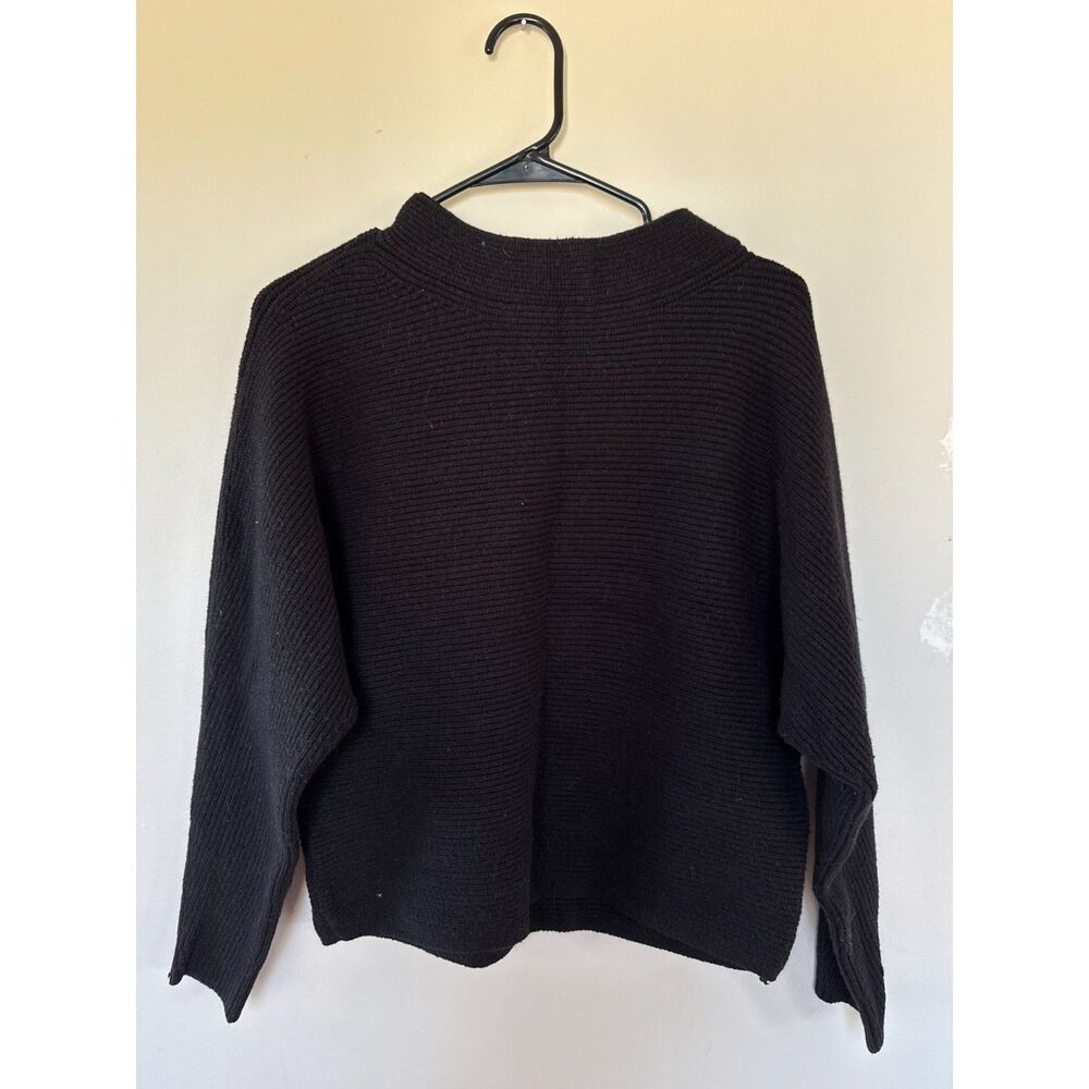 Ann Taylor Black Ribbed Knit Mock Neck Sweater - Size Medium